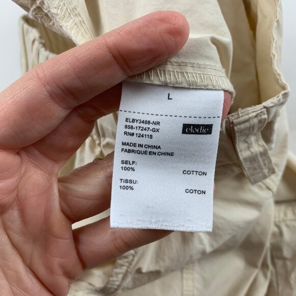 Elodie Cream Poplin Canvas Wide Leg Cargo Pant L - Picture 6 of 10